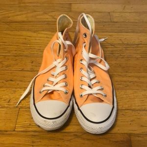 Peach converse hi tops